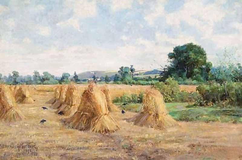 Arthur Boyd Houghton Wheatfield, Wiltshire oil painting picture